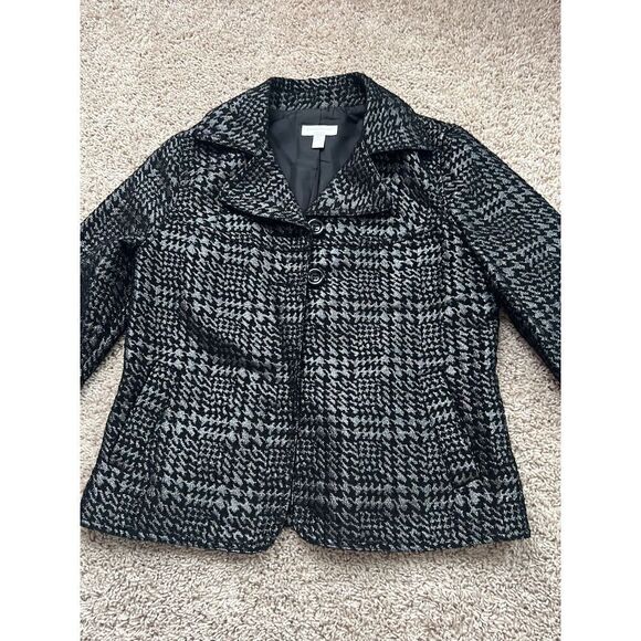 Charter Club Lapel Collar 2-Button Cape Blazer Jacket Silver Metallic 10P - Picture 1 of 4
